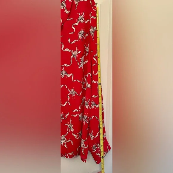 Liz Claiborne Red Floral Ruffle Blouse Long Sleeve Work Top Size M - Picture 8 of 9